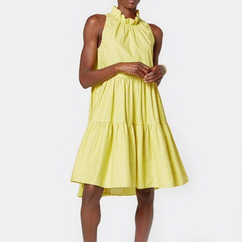 Joie Carlo Midi Cotton Dress - Tiers Ruffles Sleeveless Soft Citrus Size XS